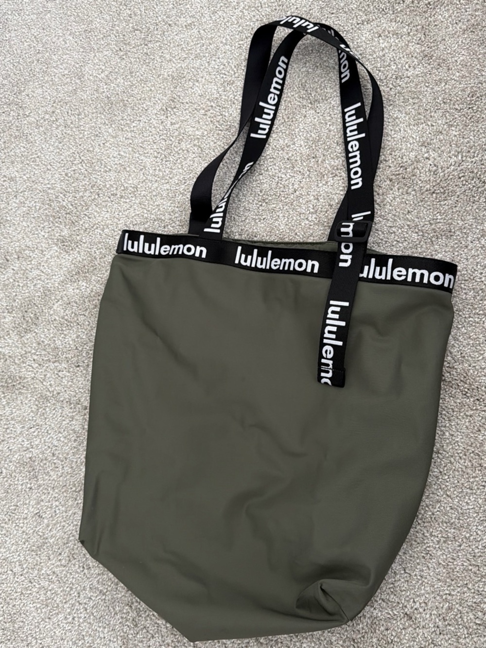 lululemon athletica Olive Green and Black Logo Tote Shoulder Bag